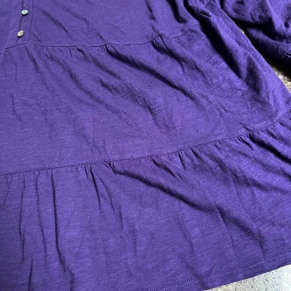 J. Jill Rich Purple Tunic Boho Top with Smocked Sleeves Size 2X Peasant Plus EUC - Picture 3 of 7